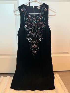 Urban Outfitters Embellished Black Velvet Sleeveless Dress